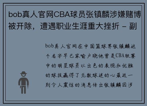 bob真人官网CBA球员张镇麟涉嫌赌博被开除，遭遇职业生涯重大挫折 - 副本 (2)